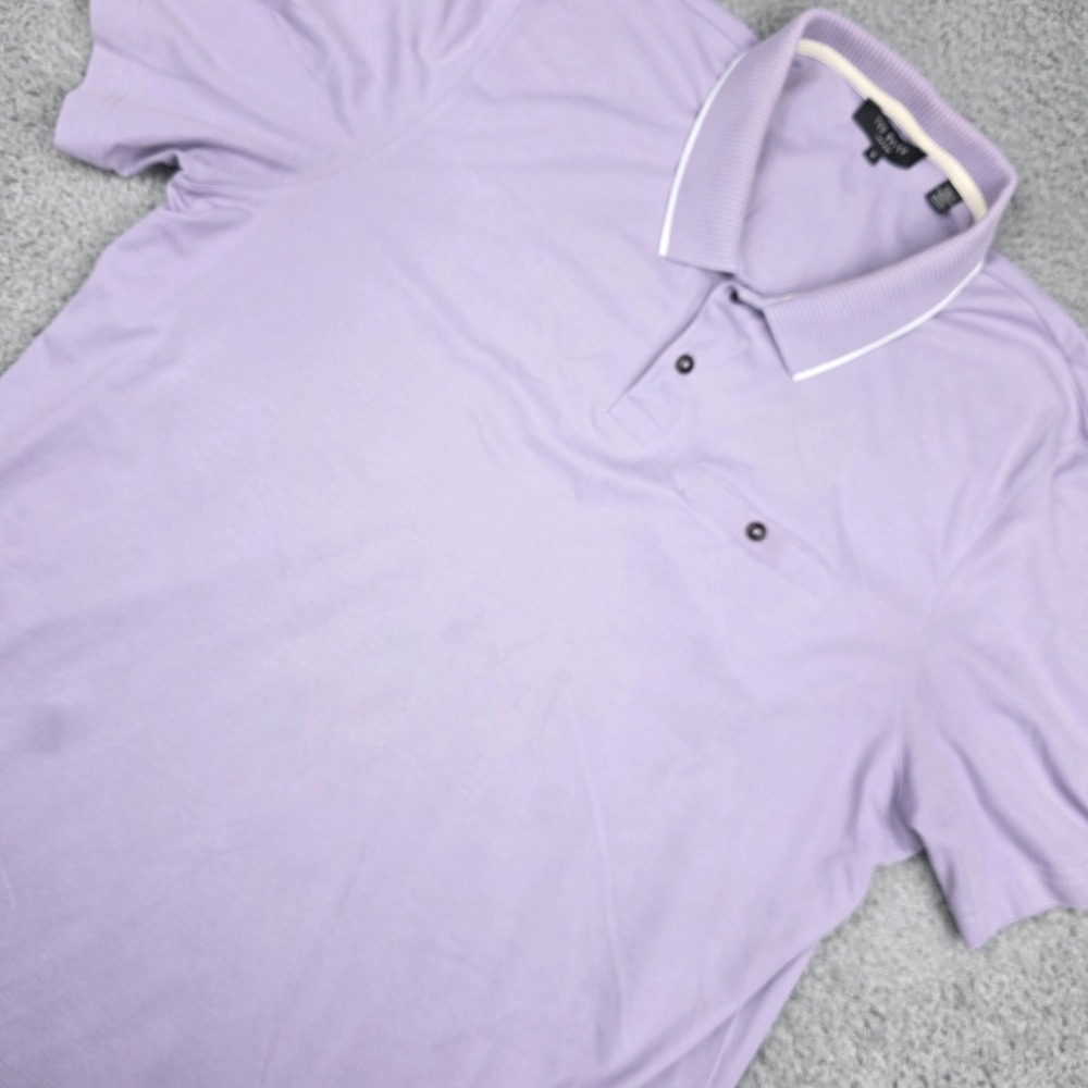 Ted Baker Polo Shirt Mens 6 XXL Lavender Purple Tipped Collar Short Sleeve